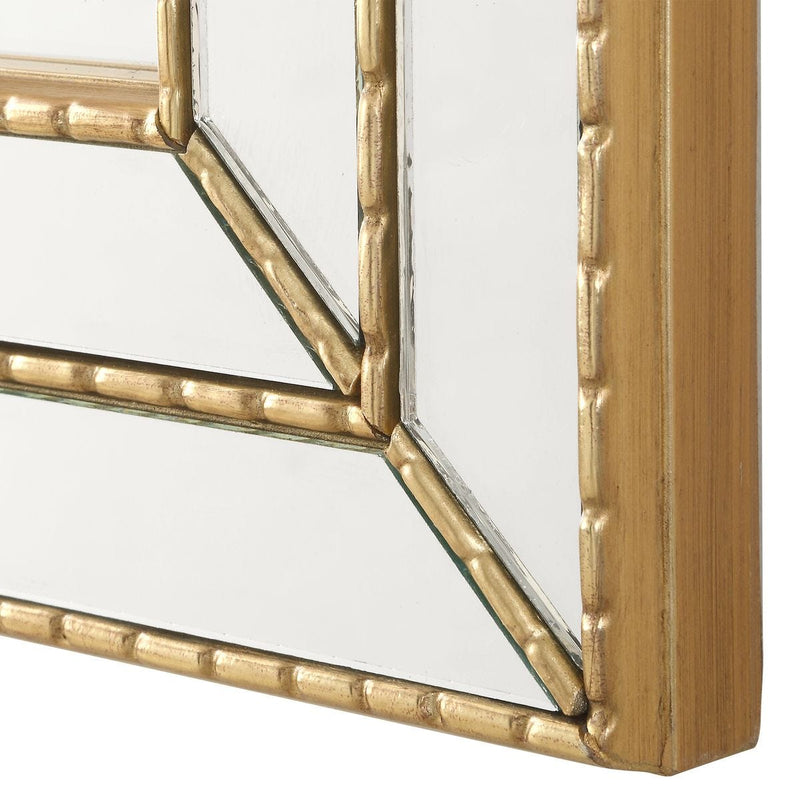 Riventa Metallic Gold Mirror | Modern Rectangle Engineered Wood Frame Bathroom Vanity Mirror Mounted Vertical or Horizontal (24 in. W x 34 in. H x 1 in. D)