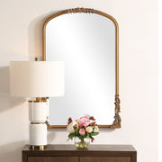 Evara Antique Gold Mirror | Classic Ornate Baroque Arch Engineered Wood Frame Mirror (24 in. W x 36 in. H x 1 in. D)