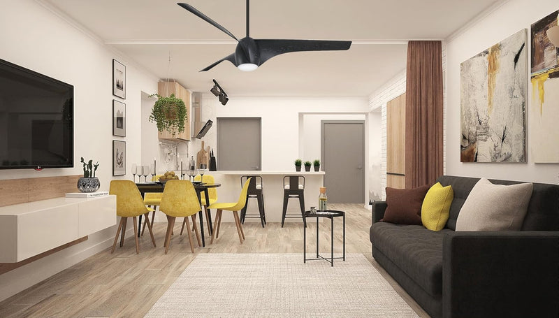 Minka Aire F839L-MBM Airewave 65" Matte Black Maple LED Ceiling Fan with Remote - ALCOVE LIGHTING