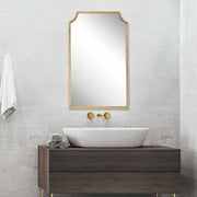 Gildra Gold Leaf Mirror | Modern Rectangle Iron Frame Bathroom Vanity Mirror (22 in. W x 36 in. H x 1 in. D)
