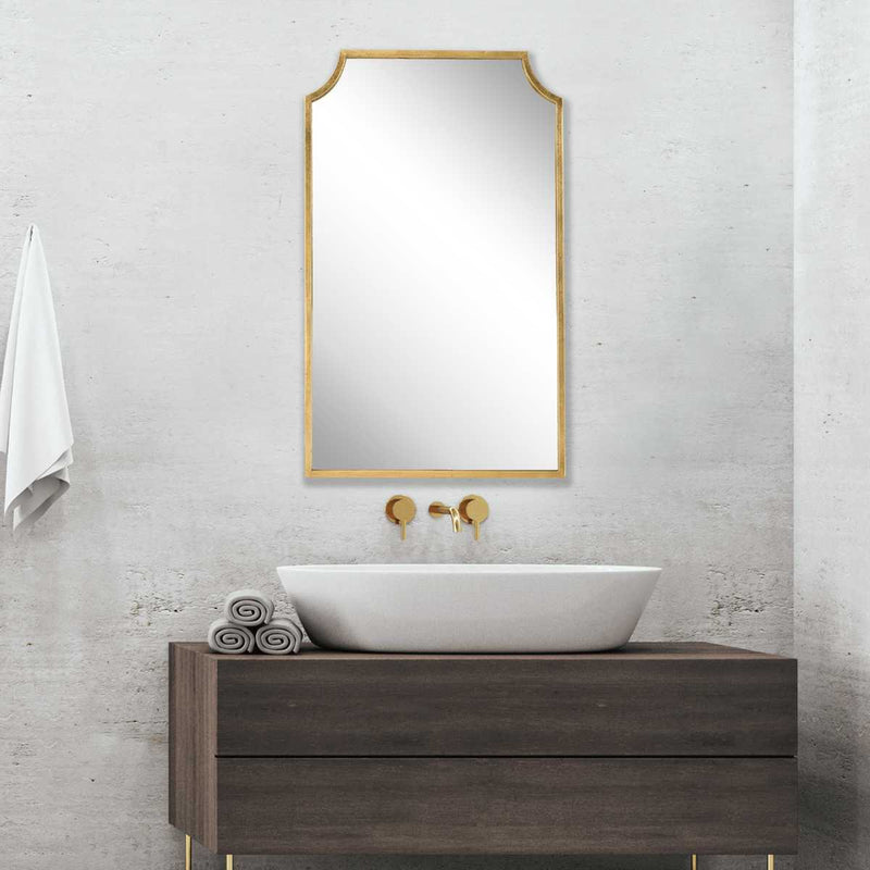 Gildra Gold Leaf Mirror | Modern Rectangle Iron Frame Bathroom Vanity Mirror (22 in. W x 36 in. H x 1 in. D)