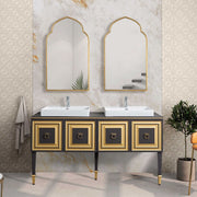 Marzala Antique Gold Leaf Mirror | Modern Arch Iron Frame Bathroom Vanity Mirror (22 in. W x 38 in. H x 1 in. D)