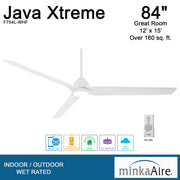 Minka Aire Java Xtreme 84" Outdoor Flat White Smart LED Ceiling Fan with Remote - ALCOVE LIGHTING