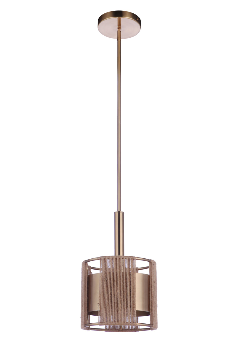 Craftmade 59091-SB Kensey 1 Light Mini Pendant -Satin Brass