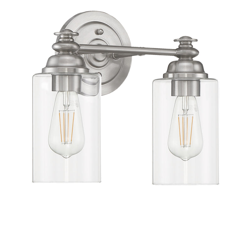 Craftmade 49802-BNK-C Dardyn 2 Light Bathroom Vanity Light -Brushed Polished Nickel (Clear Glass)