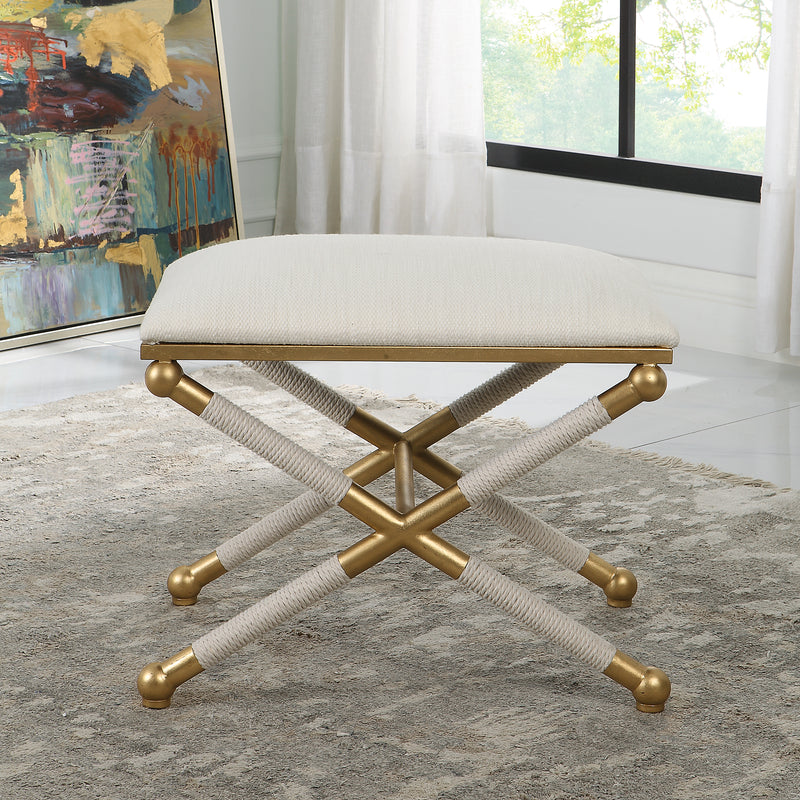 Uttermost Socialite White Small Bench - ALCOVE LIGHTING