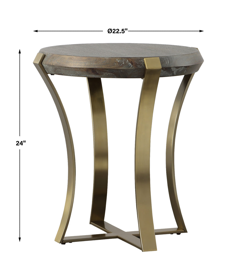 Uttermost Unite Brass Leg Wood Side Table - ALCOVE LIGHTING