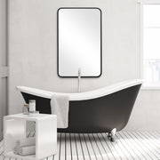 Zeffer Satin Black Mirror | Modern Rectangle Metal Frame Bathroom Vanity Mirror with Rounded Corners Mounted Vertical or Horizontal (24 in. W x 38 in. H x 1 in. D)