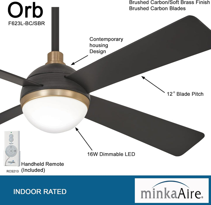 Minka Aire Orb 54 in. LED Indoor Brushed Carbon Ceiling Fan and Remote Control