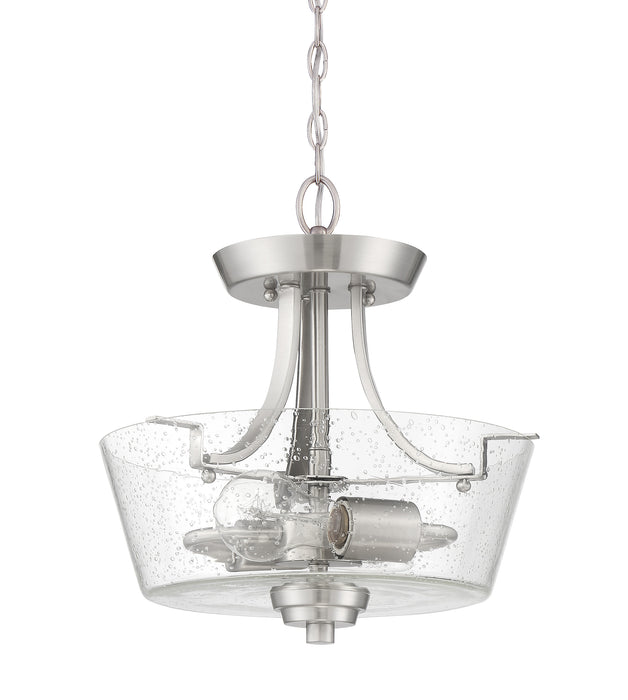 Craftmade 41952-BNK-CS Grace 2 Light Convertible Semi Flush -Brushed Polished Nickel (Clear Seeded Glass)