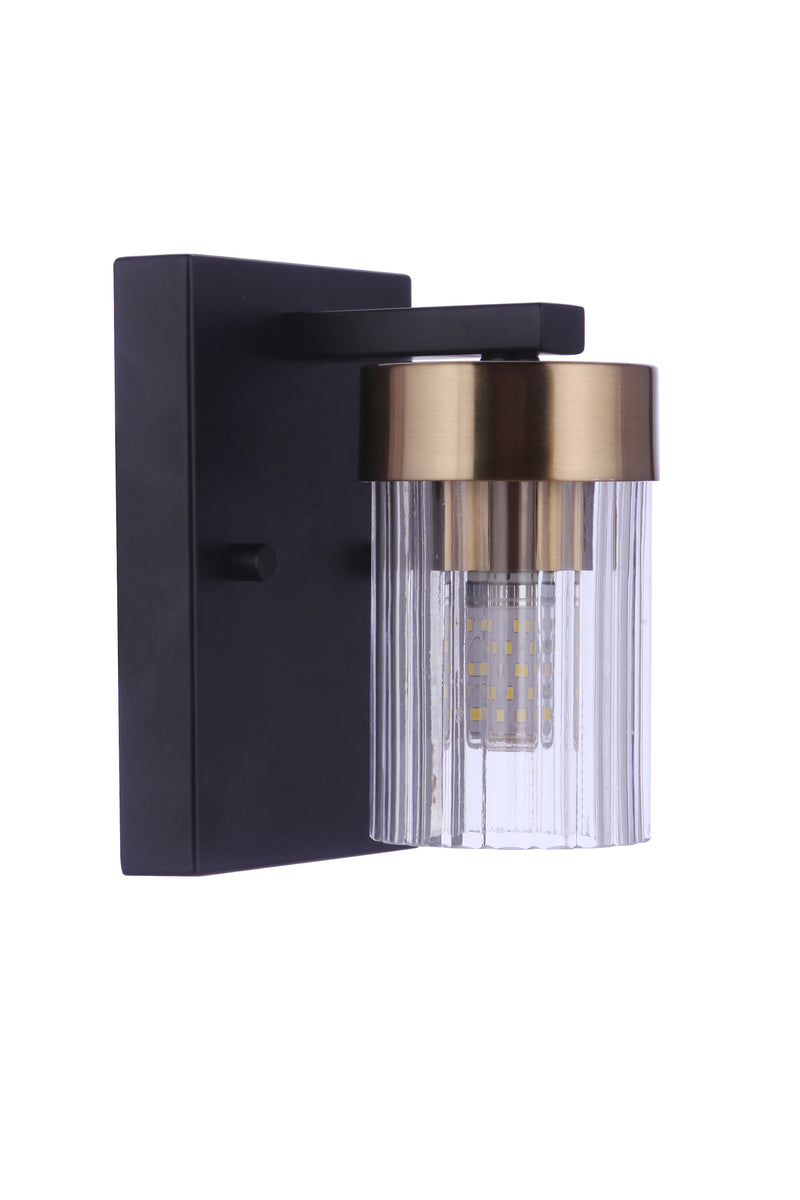 Craftmade 11805FBSB1 Bond Street 1 Light Wall Light Sconce -Flat Black/Satin Brass