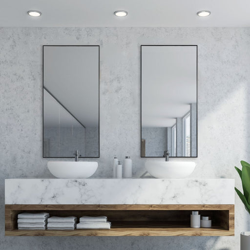 Vetra Black Mirror | Modern Rectangle Frame Bathroom Vanity Mirror Mounted Vertical or Horizontal (20 in. W x 40 in. H x 1 in. D)