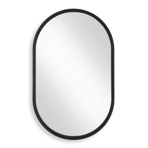 Capsol Satin Black Mirror | Modern Oval Iron Frame Bathroom Vanity Mirror Mounted Vertical or Horizontal (22 in. W x 35 in. H x 1 in. D)