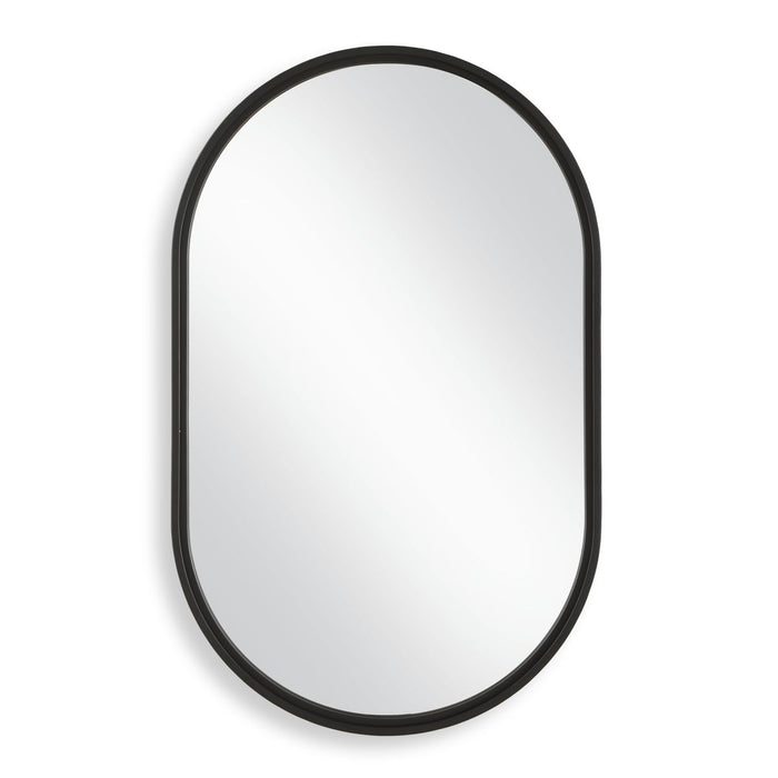 Capsol Satin Black Mirror | Modern Oval Iron Frame Bathroom Vanity Mirror Mounted Vertical or Horizontal (22 in. W x 35 in. H x 1 in. D)