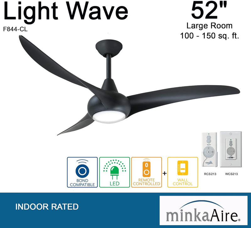 Minka Aire Light Wave 52 in. LED Coal Ceiling Fan with Remote & Wall Controls