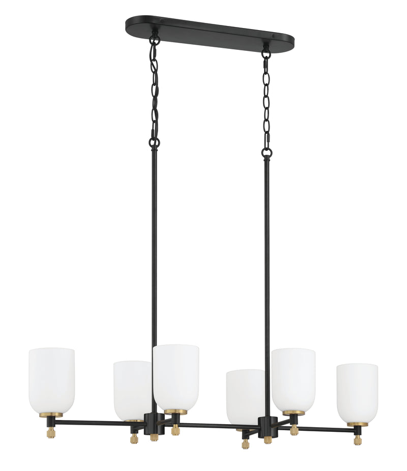 Craftmade 60376-FBSB Council 6 Light Island -Flat Black/Satin Brass - ALCOVE LIGHTING