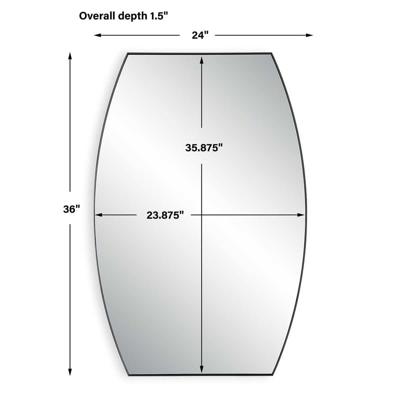 Mirvex Matte Black Mirror | Modern Convex Iron Frame Bathroom Vanity Mirror Mounted Vertical or Horizontal (24 in. W x 36 in. H x 2 in. D)