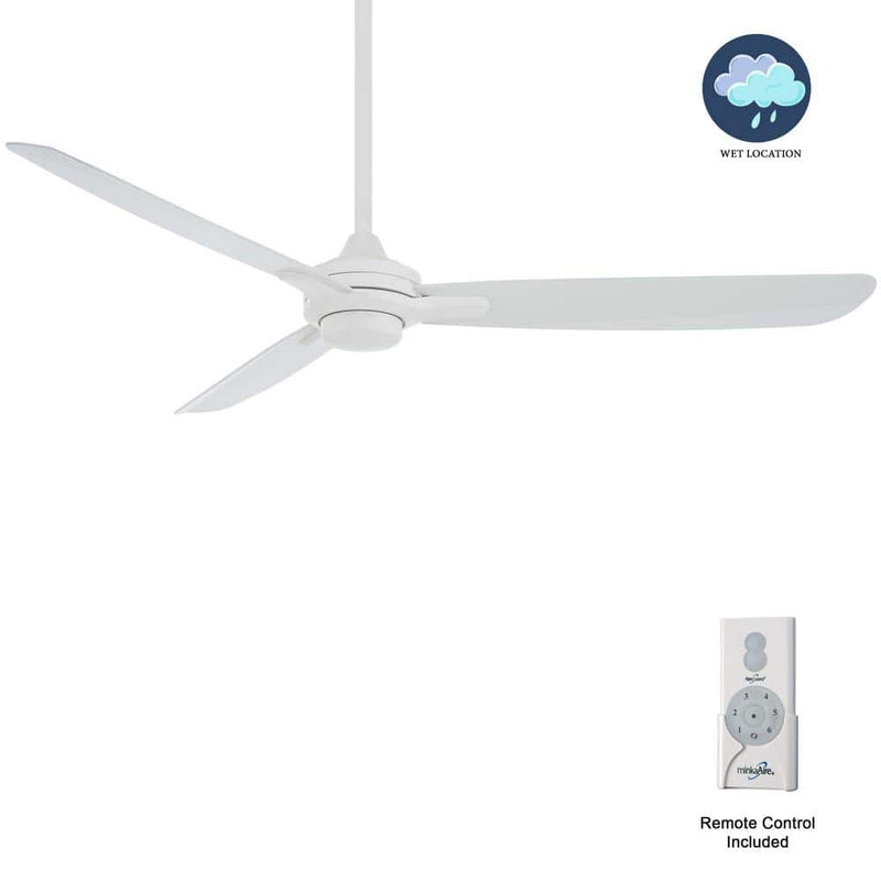 Minka Aire Rudolph Wet F728-WHF 60-Inch Outdoor Ceiling Fan in Flat White with Remote