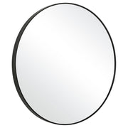 Arculo Satin Black Mirror | Modern Round Aluminum Frame Bathroom Vanity Mirror (34 in. W x 34 in. H x 2 in. D)