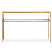 Cavli Console Table | Warm Gold with Tempered Glass Shelves (48 in. W x 30 in. H x 10 in. D)
