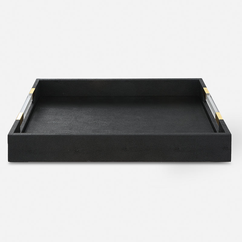 Uttermost Wessex Black Shagreen Tray - ALCOVE LIGHTING
