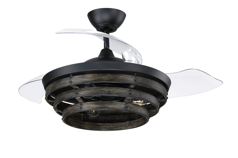 Craftmade WHS42FBGW3 Whiskey 42 Hidden Blades LED Ceiling Fan -Flat Black - ALCOVE LIGHTING