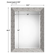 Vellor Metallic Silver Mirror | Classic Rectangle Engineered Wood Frame Bathroom Vanity Mirror Mounted Vertical or Horizontal (31 in. W x 41 in. H x 1 in. D)