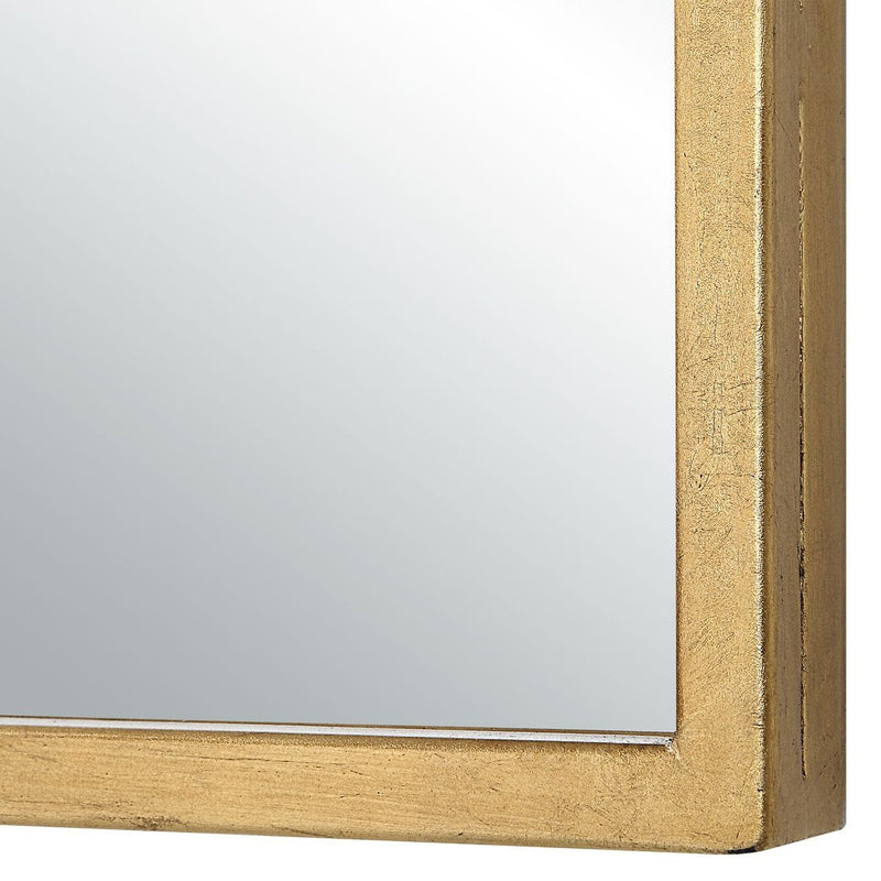 Marzala Antique Gold Leaf Mirror | Modern Arch Iron Frame Bathroom Vanity Mirror (22 in. W x 38 in. H x 1 in. D)