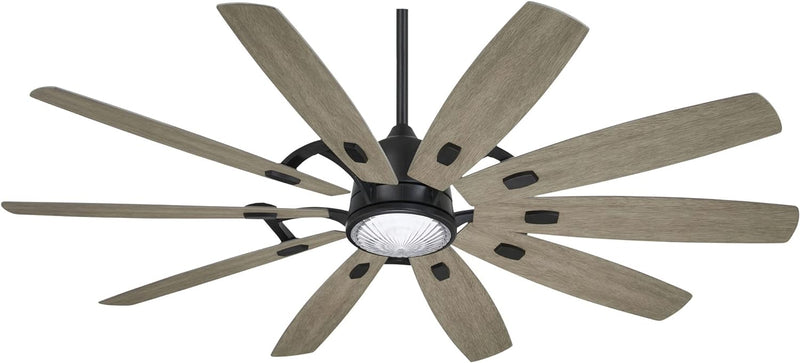 Minka Aire Barn F864L-CL/SG 65-Inch LED Smart Modern Ceiling Fan in Coal Black with Seashore Grey Blades and Remote