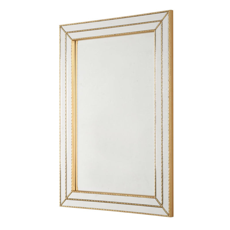 Riventa Metallic Gold Mirror | Modern Rectangle Engineered Wood Frame Bathroom Vanity Mirror Mounted Vertical or Horizontal (24 in. W x 34 in. H x 1 in. D)