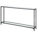 Tivlo Console Table | Satin Black with Mirrored Top and Tempered Glass Bottom (56 in. W x 30 in. H x 8 in. D)