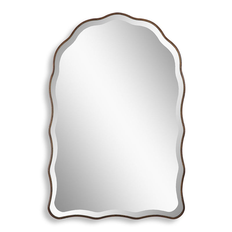 Vezzy Antique Bronze with Gold Highlights Mirror | Modern Arch Engineered Wood Frame Bathroom Vanity Mirror (24 in. W x 36 in. H x 1 in. D)