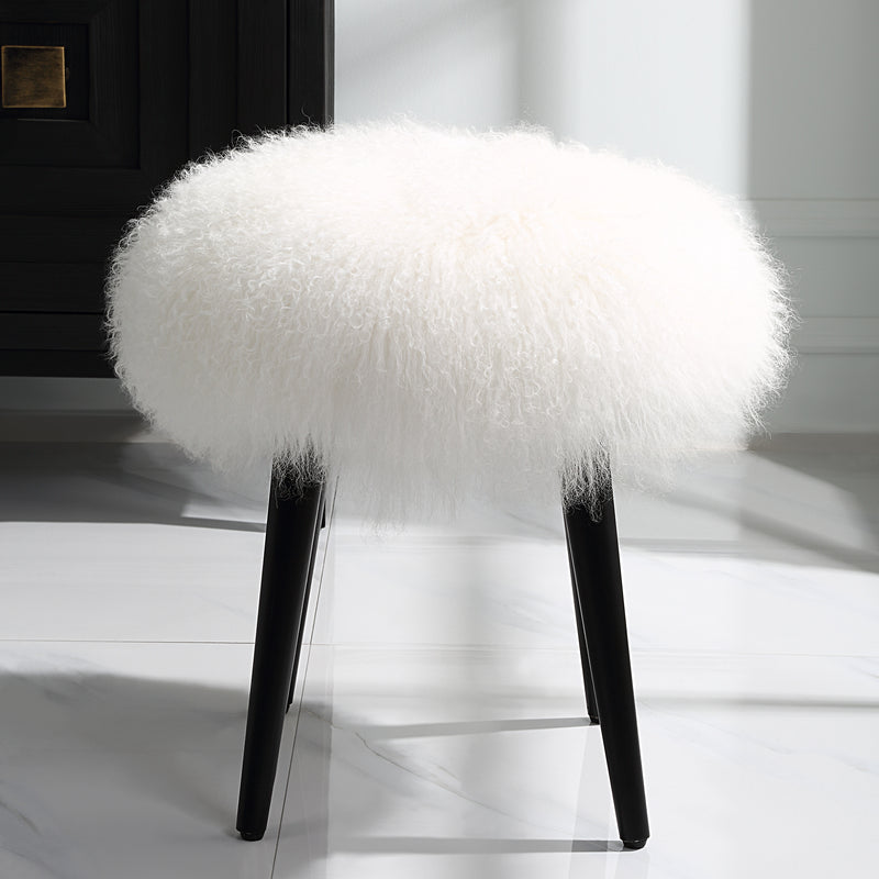 Uttermost Wooly Sheepskin Accent Stool - ALCOVE LIGHTING