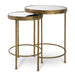 Mavren Nesting Tables Set of 2 | Antique Brushed Gold and Mirrored Top (Medium: 15 in. W x 21 in. H; Large: 18 in. W x 24 in. H)