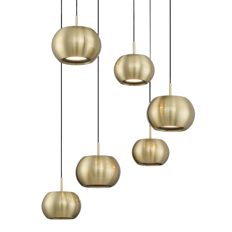 George Kovacs P5474-884-L Halo 6 LED Light Pan Pendant Light -Coal and Brushed Gold Finish - ALCOVE LIGHTING