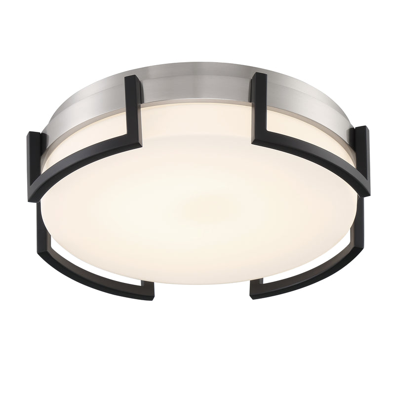George Kovacs P953-2-691-L Bezel Set 30W LED Flush Mount -Coal w/ Brushed Nickel