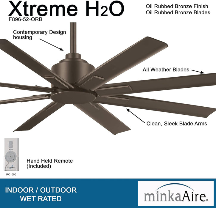 Minka Aire Xtreme H2O 52" Outdoor Oil Rubbed Bronze Ceiling Fan with Remote