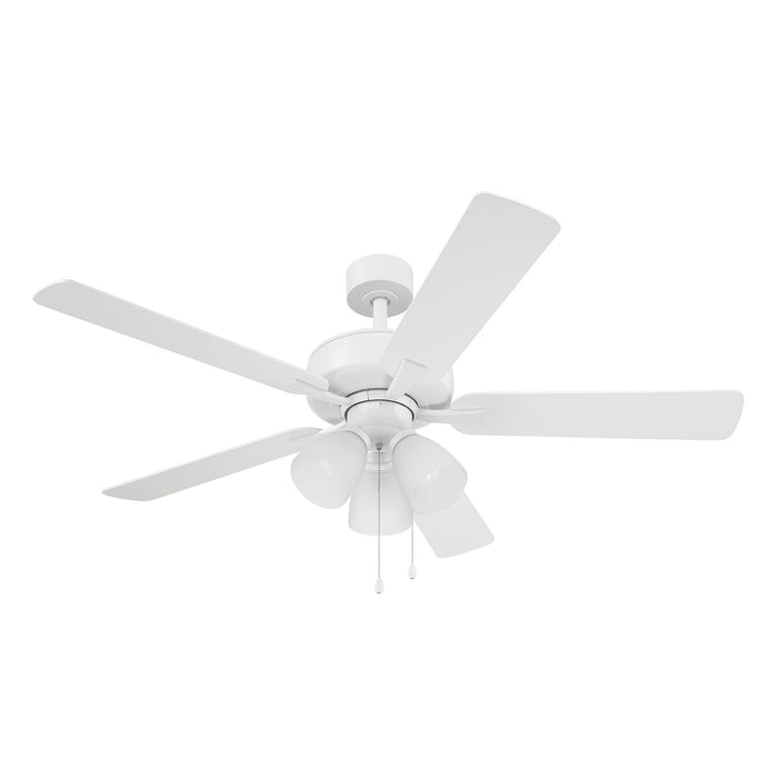 Stellant 52 in. Matte White Ceiling Fan with LED Light and Pull Chain Control