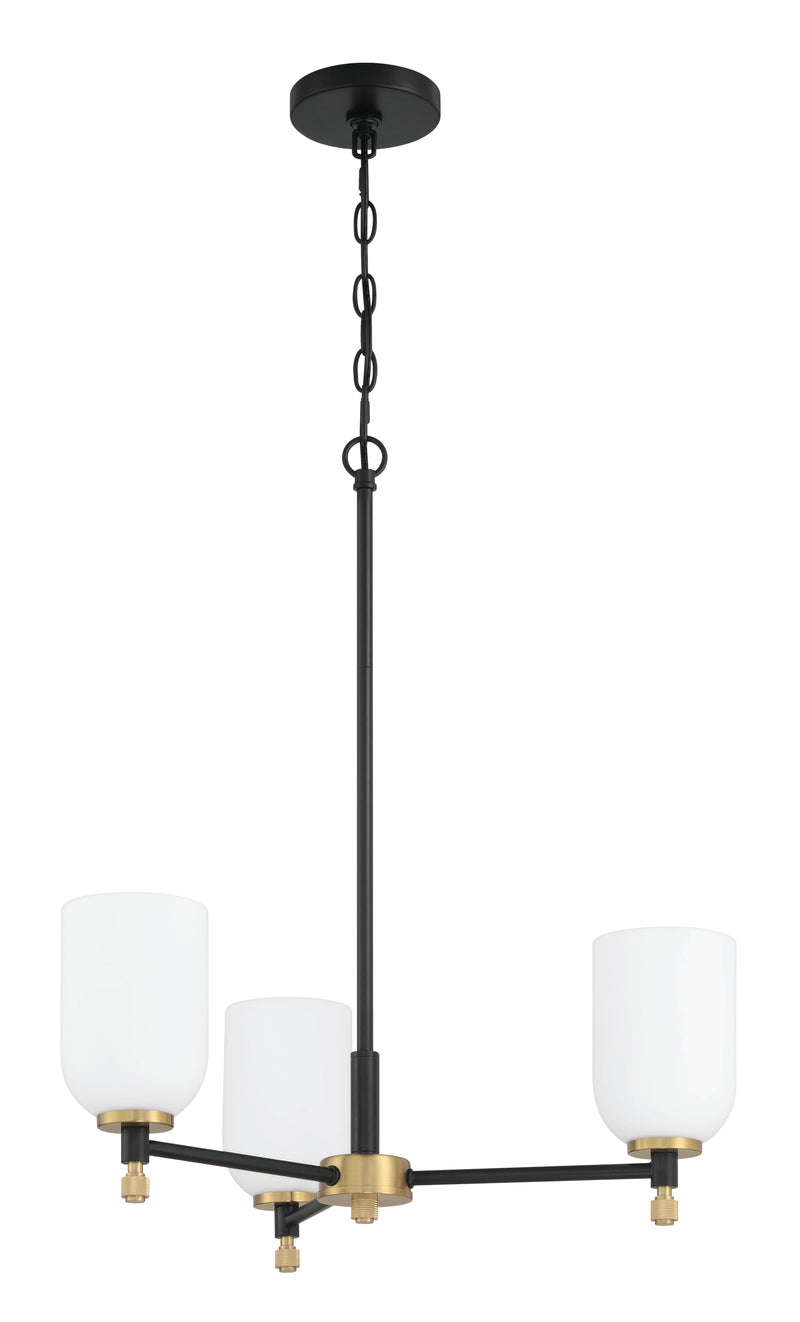 Craftmade 60323-FBSB Council 3 Light Chandelier -Flat Black/Satin Brass