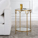 Straven Accent Table | Antique Gold with Mirrored Top and Tempered Glass Bottom (17 in. W x 24 in. H)