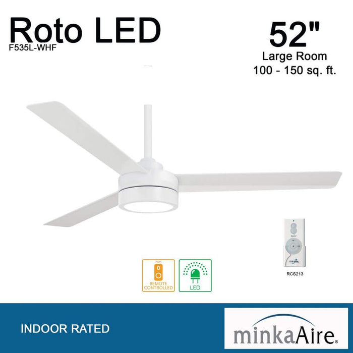 Minka Aire Roto LED 52" Flat White Ceiling Fan with Remote Control