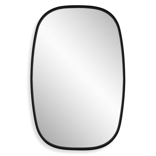 Ovelo Satin Black Mirror | Modern Rectangle Iron Frame Bathroom Vanity Mirror with Rounded Corners Mounted Vertical or Horizontal (22 in. W x 34 in. H x 2 in. D)