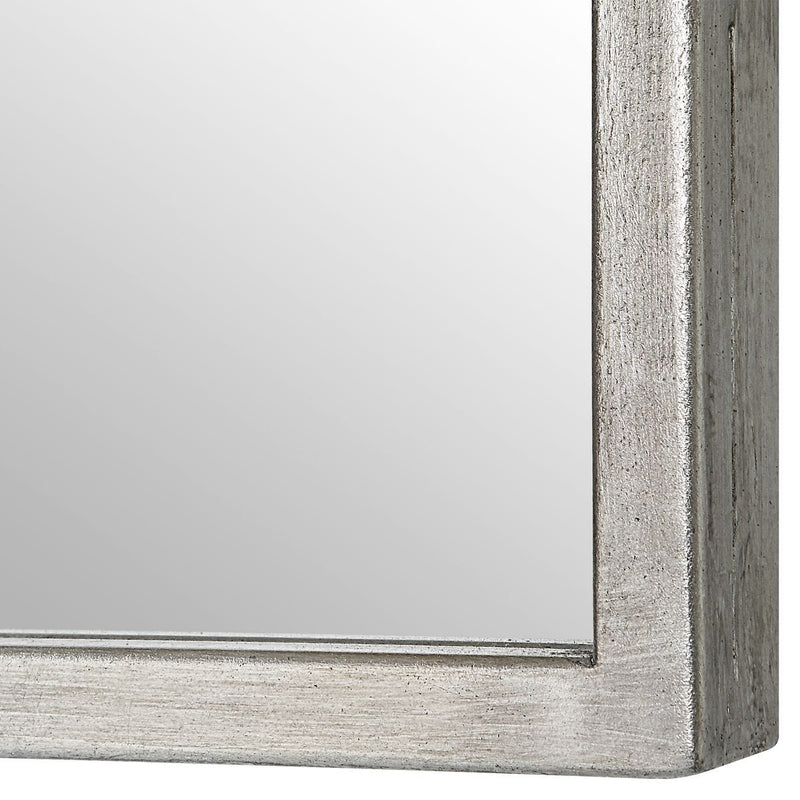Marzala Antique Silver Mirror | Modern Arch Iron Frame Bathroom Vanity Mirror (22 in. W x 38 in. H x 1 in. D)