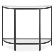 Orluna Console Table | Satin Black with Tempered Glass Shelves (36 in. W x 30 in. H x 12 in. D)