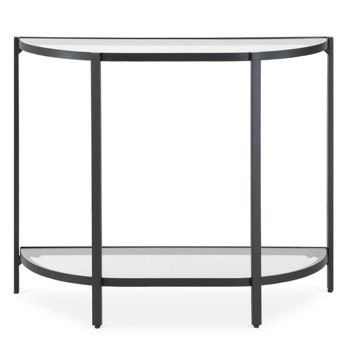 Orluna Console Table | Satin Black with Tempered Glass Shelves (36 in. W x 30 in. H x 12 in. D)