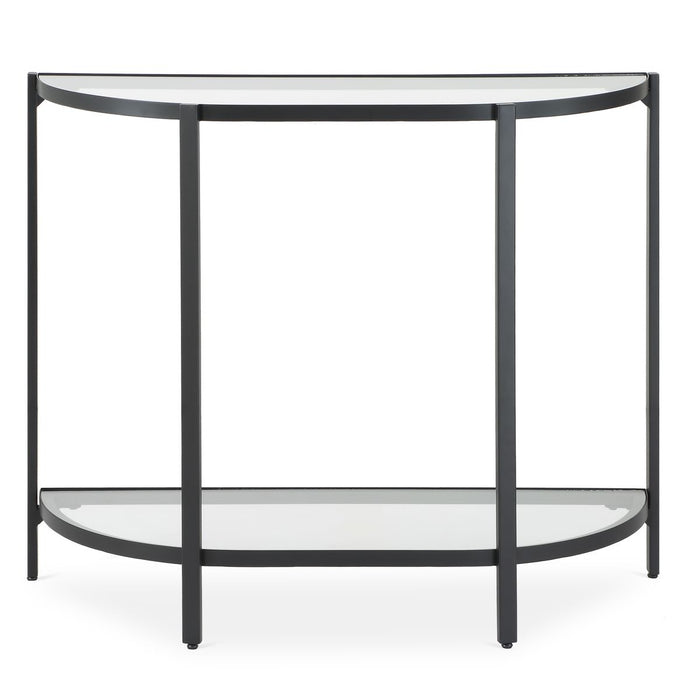 Orluna Console Table | Satin Black with Tempered Glass Shelves (36 in. W x 30 in. H x 12 in. D)