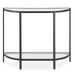 Orluna Console Table | Satin Black with Tempered Glass Shelves (36 in. W x 30 in. H x 12 in. D)