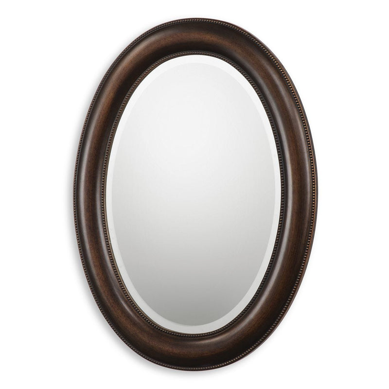 Avara Dark Bronze with Gold Undertones Mirror | Modern Oval Polystyrene Frame Bathroom Vanity Mirror Mounted Vertical or Horizontal (22 in. W x 29 in. H x 1 in. D)