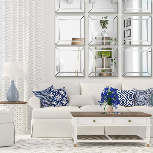 Vistella Mirror Set of 2 | Modern Square Frameless Mirrors (22 in. W x 22 in. H x 1 in. D)