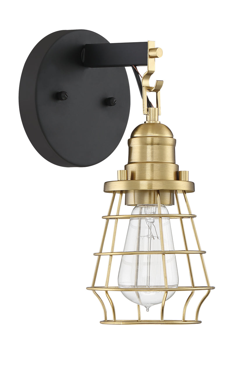 Craftmade 50601-FBSB Thatcher 1 Light Wall Light Sconce -Flat Black/Satin Brass